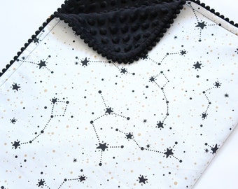 Constellation Baby Blanket: Personalized Minky Throw, Space Nursery Blanket