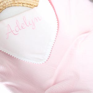 Personalized Muslin Baby Blanket, Double Gauze Muslin Swaddle, Custom Name Cotton Throw, Baby Shower Gift, Embroidered Soft Swaddle Blanket