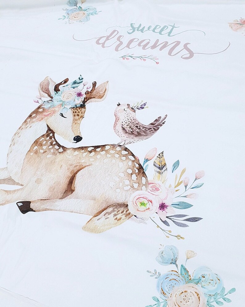 Boho Fawn Baby Girl Blanket Floral Personalized Blanket Deer Etsy