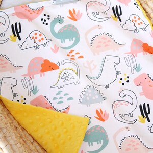 Modern Dinosaur Baby Blanket, Dinosaur Nursery Bedding, Tyrannosaurus Rex Minky Lovey, Dino Personalized Blanket, Diplodocus New Baby Gift