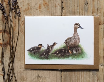 Duck and Duckling Greeting Card 'Family time' A6/Blank Cards/Watercolour painting/Greeting Card/Handmade/Duckling Art/Art/Cards/Birds