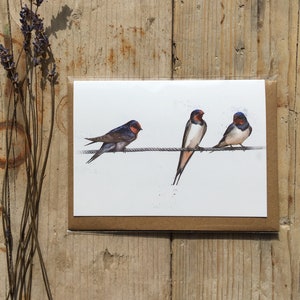 Swallow Greeting Card 'Home Bird' /A6 Blank Greeting card/Swallow/greeting cards handmade/greeting cards/Bird gifts/Card/Bird Cards