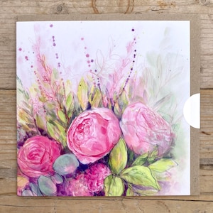 Bloem wenskaart / bloemen / pioenroos bloem / rozen cadeau / tuin geschenken / lege kaarten / bloem print / wenskaarten / verjaardagskaart / valentijnskaarten