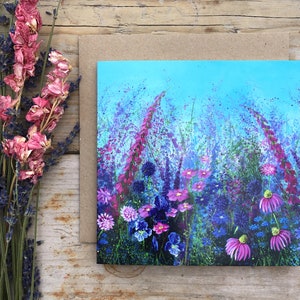 Carte de vœux de fleurs / Gants de renard / Cadeaux de jardin / Cartes de jardin / Cartes occasionnelles / Cartes vierges / Cadeaux faits à la main / prairie / jardin / art / cartes faites à la main / été