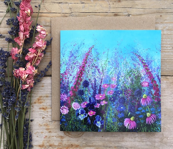 Flower greeting card/Foxgloves/Garden gifts/Garden cards/occasional cards/Blank cards/handmade gifts/meadow/garden/art/handmade cards/summer