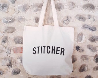 STITCHER Bag // tote bag with stitcher logo // fairtrade organic cotton // gifts for sewers // gifts for crafters