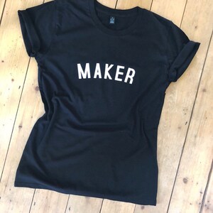 MAKER T Shirt // Women's Tee with Maker Logo // fairtrade organic cotton // gifts for knitters // gifts for crafters // gifts for her