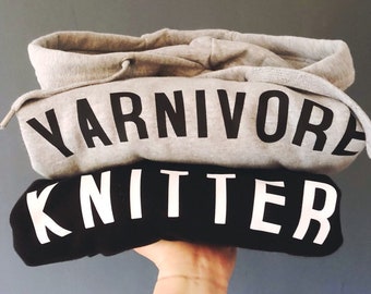 YARNIVORE Hoodie // Unisex sweat with maker Logo // fairtrade organic cotton / gifts for knitters // gifts for crafters / gifts for her