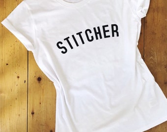 STITCHER T Shirt // Women's Tee with stitcher Logo // fairtrade organic cotton // gifts for sewers // gifts for crafters // gifts for her
