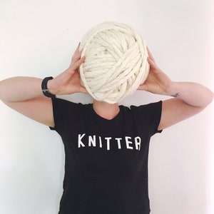 KNITTER T Shirt // Women&#39;s Tee with Knitting Logo // fairtrade organic cotton // gifts for knitters // gifts for crafters // gifts for her