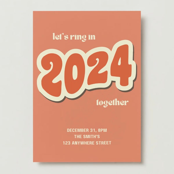 New Year's Eve Party Invitation | Fun Quirky Party Invite | Editable Engagement Party Template Canva | Customized 2024 Party Invitation