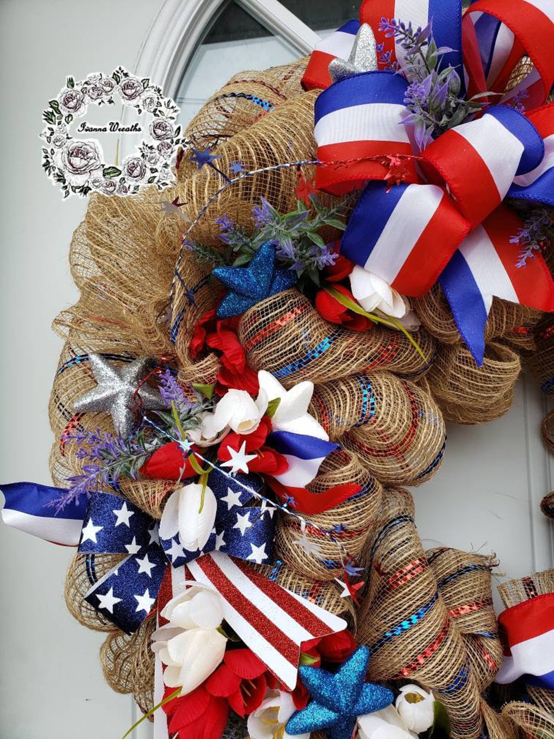 Americana Wreaths for Front Door Spring Mesh Wreaths USA Etsy