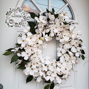 Double Door Wreaths for Front Door White Dogwood Wreath Farmhouse Wreath White Wreath Summer Wreaths Etsy Home Decor Gift Spring Wreaths image 6