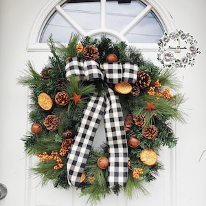Christmas Wreath for Front Door Farmhous Christmas Wreath Pine Wreaths Xmas Wreaths Pinecones Wreath County Winter Wreath Holiday Wreath Gif