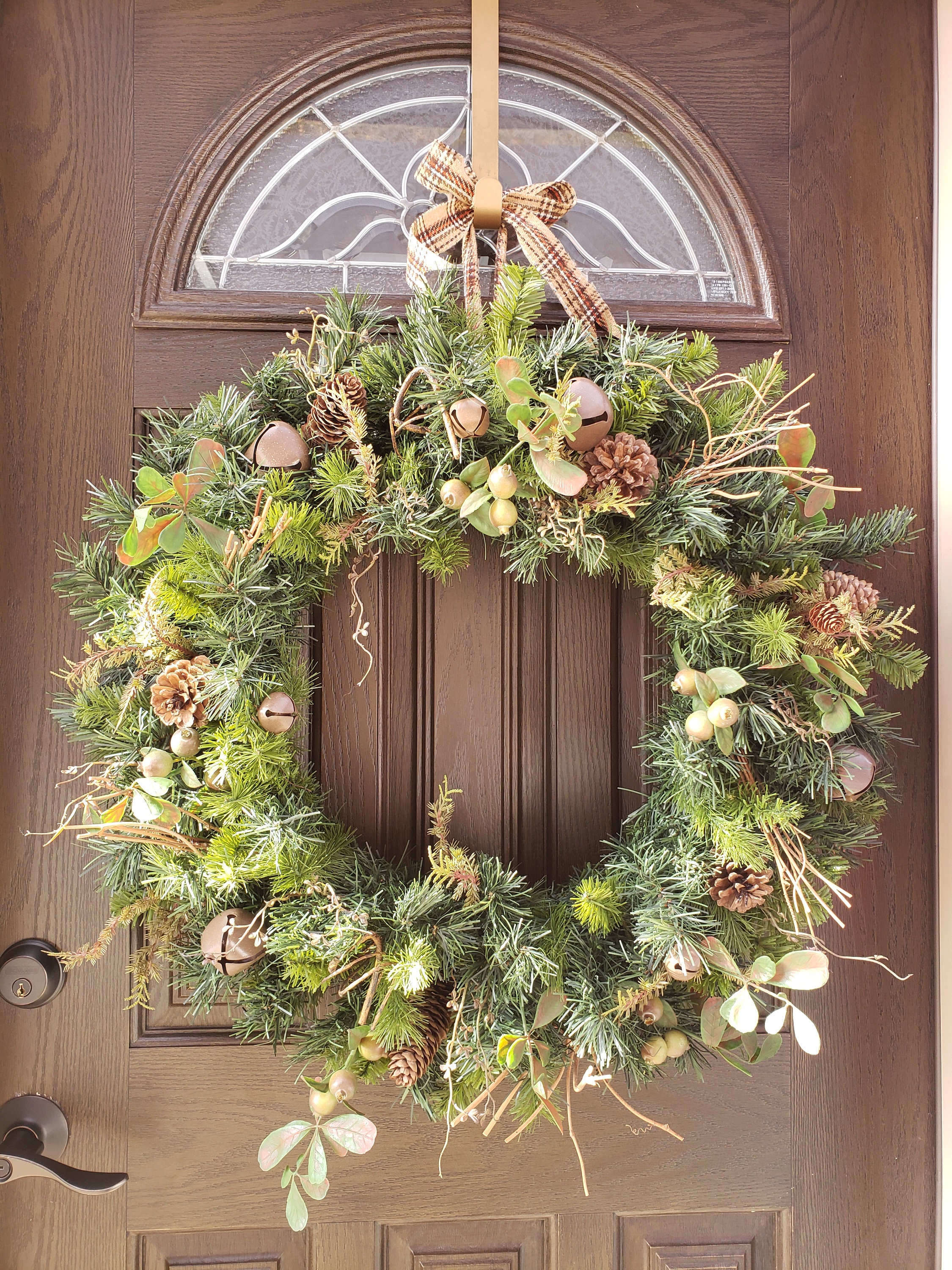 Large Christmas Wreath for Front Door Jingle Bell Wreath Xmas Etsy