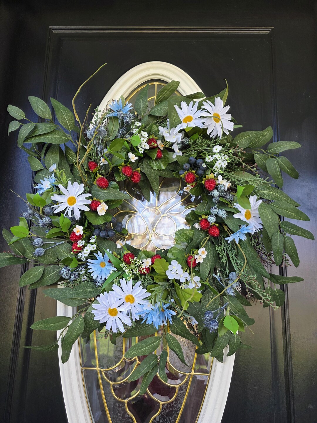 Summer Wreaths for Front Door Strawberry Wreath Spring Wreath Daisy ...