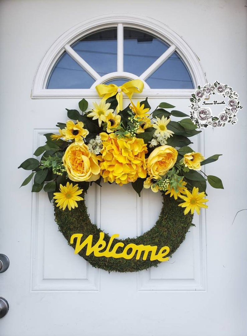 Yellow Wreaths for Front Door Summer Wreaths Wreath Etsy