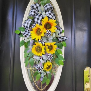Fall Swags for Front Door Pumpkin Swag Fall Sunflower Wreath Fall Wreath Fall Garland Fall Buffalo Plaid Swag Autumn Swag Teardrop Wreath