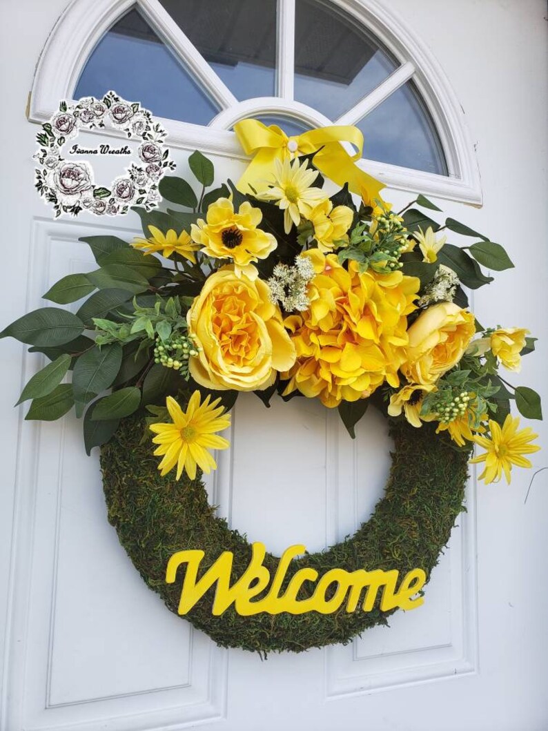 Yellow Wreaths for Front Door Summer Wreaths Wreath Etsy