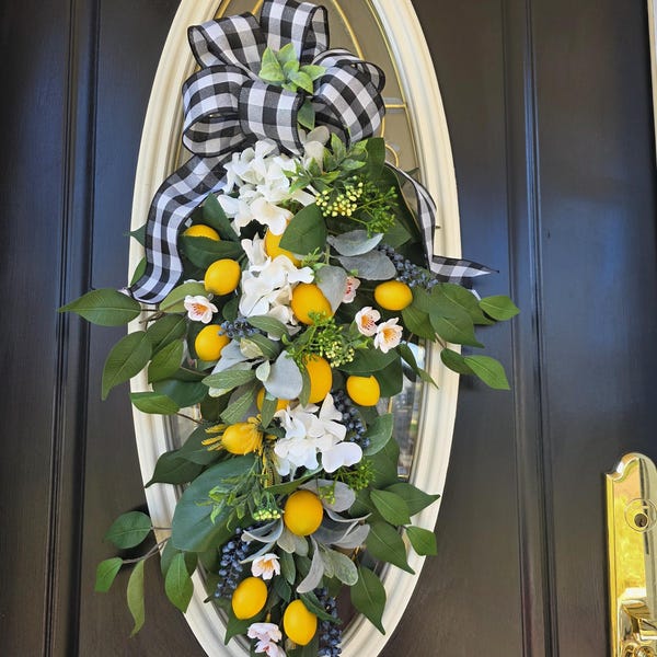 Lemon Wreaths for Front Door Wreaths Lemon Decor Lemon Outdoor Wreath Citrus Wreath Kitchen Wreath Lemon Farmhouse Wreath Lemon Door Wreath