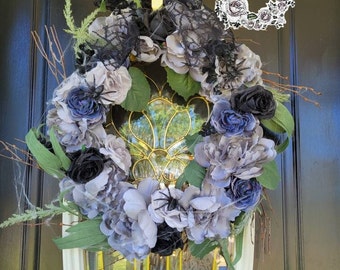 Halloween Wreaths for Front Door  Black Wreath Spooky Wreath Scary Wreath Halloween Door Decor Happy Halloween Decor Spider Wreath Fall Swag