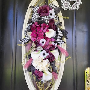 Gothic Halloween Wreath for Front Door Black Wreath Fall Swag Fall Floral Wreath Gothic Door Decor Teardrop Wreath Fall Door Garland Autumn