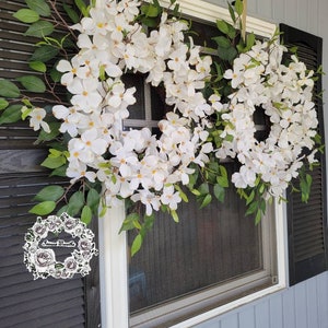 Double Door Wreaths for Front Door White Dogwood Wreath Farmhouse Wreath White Wreath Summer Wreaths Etsy Home Decor Gift Spring Wreaths image 2