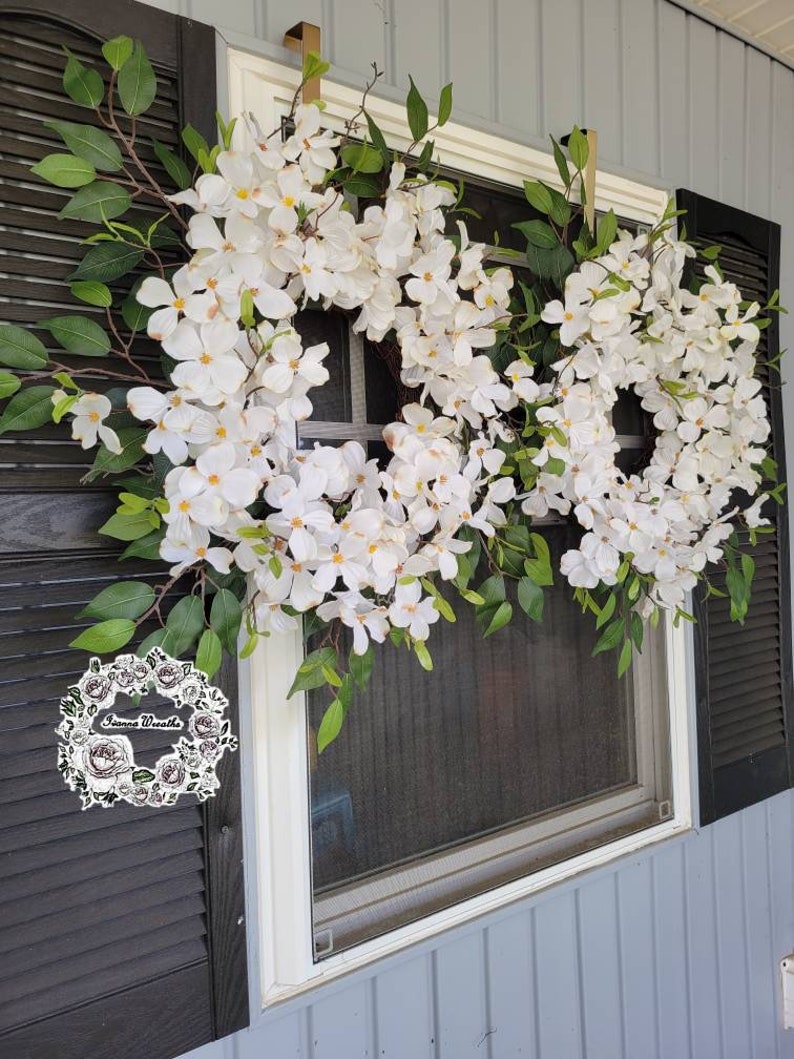 Double Door Wreaths for Front Door White Dogwood Wreath Farmhouse Wreath White Wreath Summer Wreaths Etsy Home Decor Gift Spring Wreaths image 2