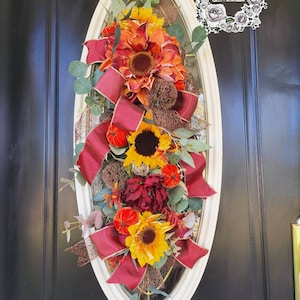 Fall Swag for Front Door Fall Teardrop Wreaths Pumpkin Wreaths Autumn Wreath Fall Door Decor Fall Garland Thanksgiving Wreath Door Hanger