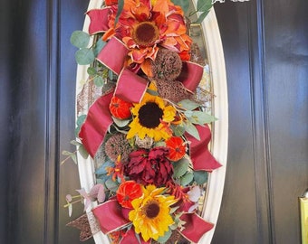 Fall Teardrop Swag: Sunflower Pumpkin Autumn Door Decor