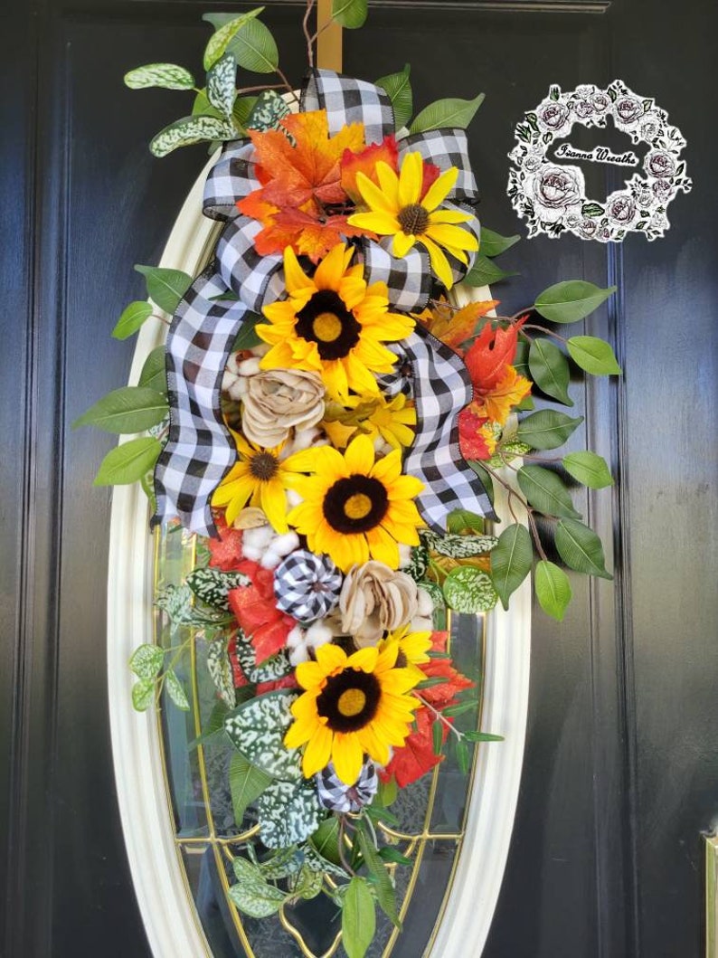 Fall Swag for Front Door Swag Sunflower Wreaths Autumn Wreath Etsy