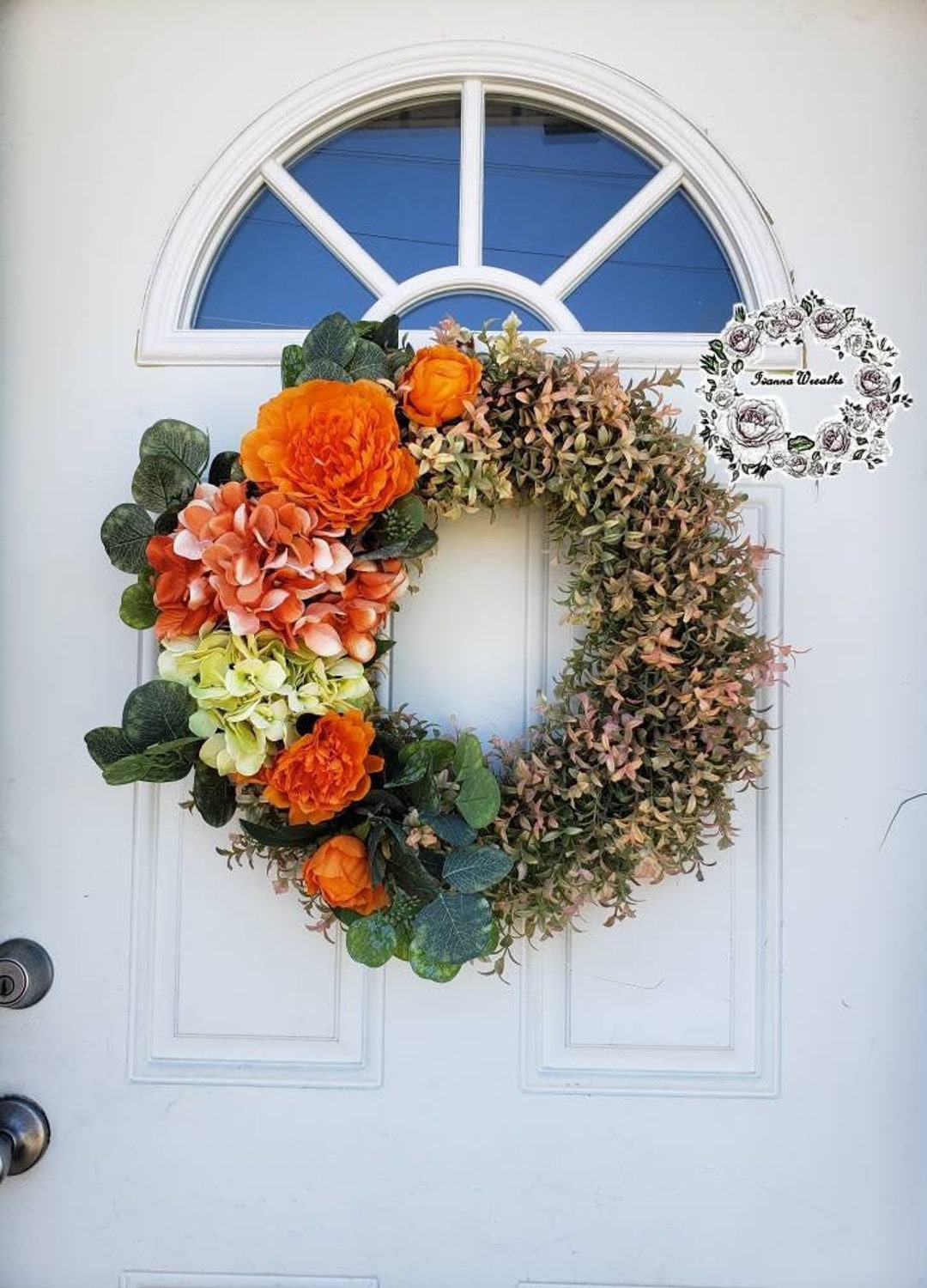 Fall Wreaths for Front Door Orange Wreath Easter Wreath Peony Wreath ...