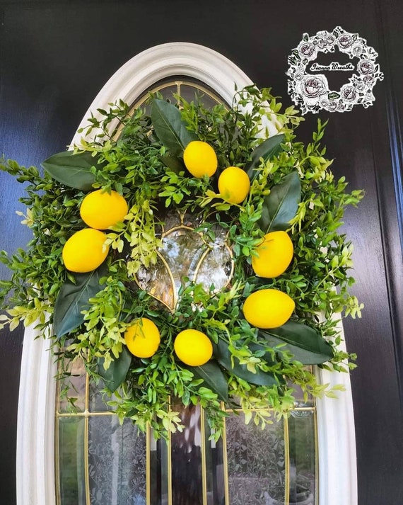 Lemon Wreath Kitchen Wreath 14 Inch Wreath Mini Wreath Etsy