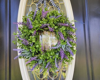 lavender wreaths for front door mini wreath 14 inch wreath Kitchen wreath cabinet wreath  window wreath lavenders decor mirror wreath gift