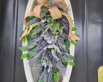 Spring Wreaths for Front Door Swag Lavender Wreath Purple Wreath Easter Wreath Spring Swag Summer Wreaths Double Door Wreaths Lavender Decor