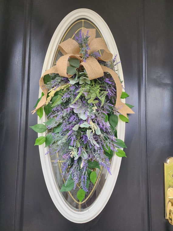 Spring Wreaths for Front Door Swag Lavender Wreath Purple Wreath Easter Wreath Spring Swag Summer Wreaths Double Door Wreaths Lavender Decor