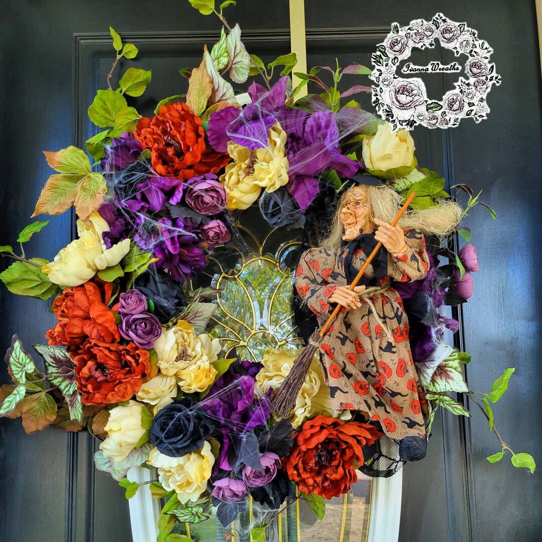 Halloween Wreath for Front Door Witch Wreath Gothic Wreath Spooky ...