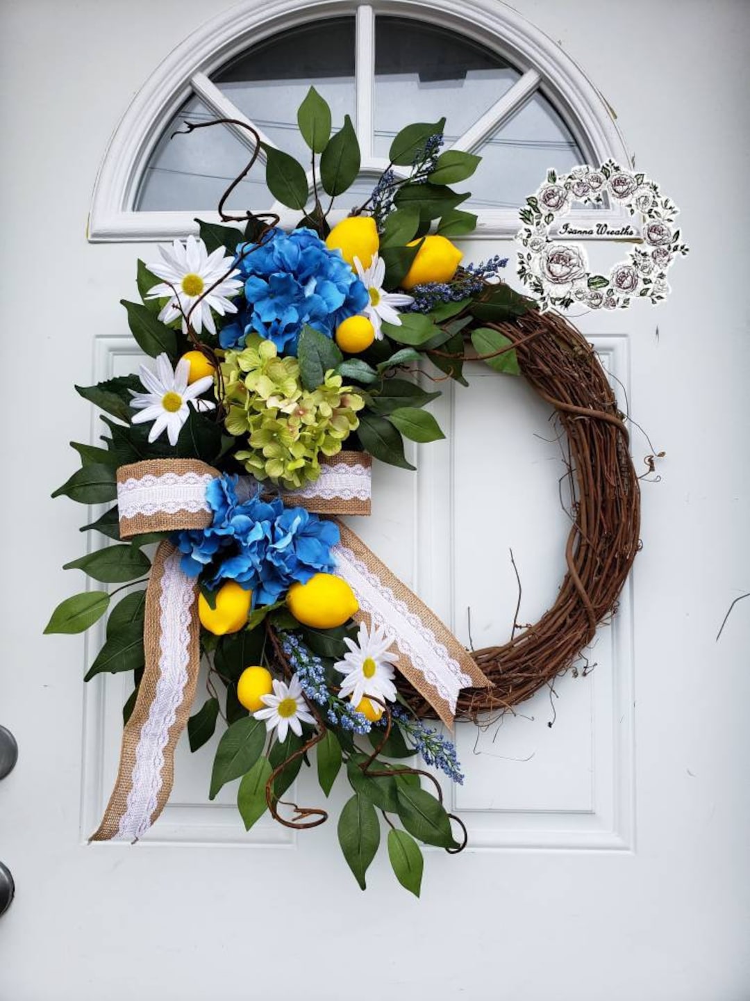 Spring Wreaths for Front Door Lemon Wreaths Summer Wreaths Etsy