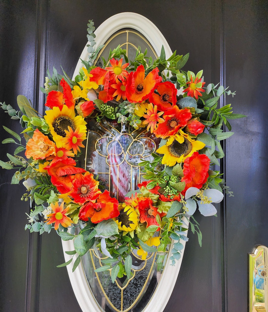 Autumn Wreaths for Front Door, Fall Wreath, Orange Wreath Summer Wreath ...