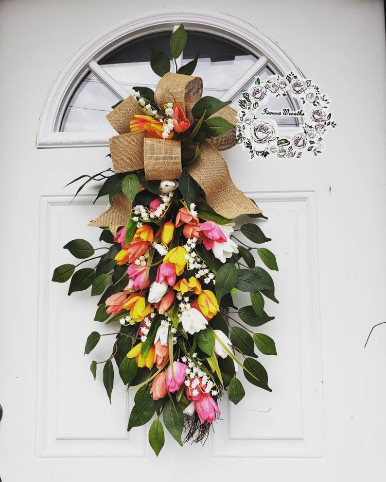 Spring Swag for Front Door Spring Wreath Tulip Swag Tulip Etsy
