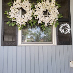 Double Door Wreaths for Front Door White Dogwood Wreath Farmhouse Wreath White Wreath Summer Wreaths Etsy Home Decor Gift Spring Wreaths image 7