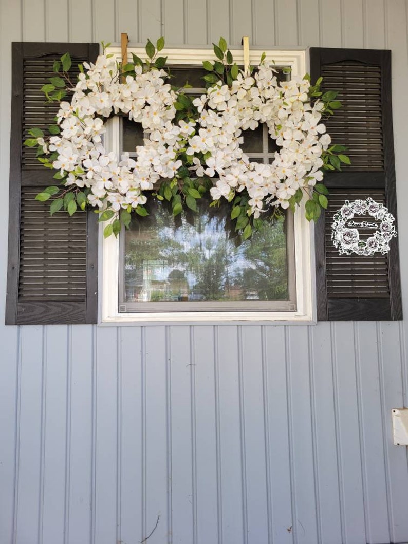 Double Door Wreaths for Front Door White Dogwood Wreath Farmhouse Wreath White Wreath Summer Wreaths Etsy Home Decor Gift Spring Wreaths image 7
