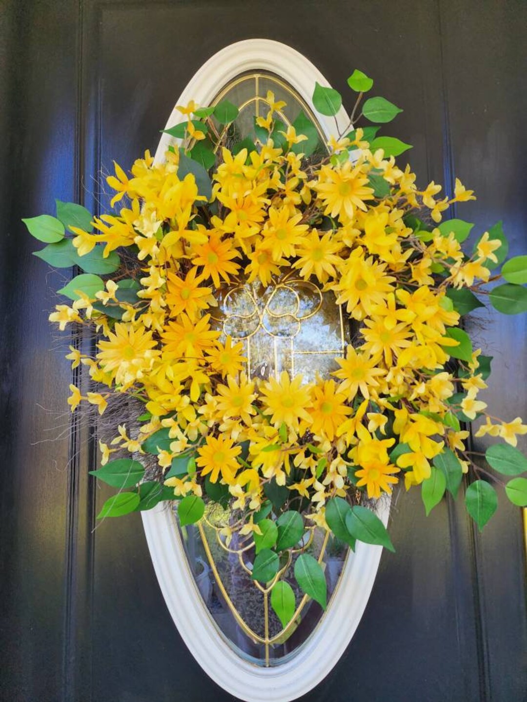 Spring Wreaths for Front Door Forsythia Wreaths Easter Wreath Daisy Wreath Summer Wreaths Gift