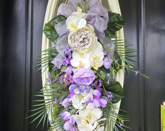 Lavender Wreath for Front Door Spring Wreath Lavender Door Decor Swag Wreath Purple Wreath Summer Wreath Spring Door Decor Mom Gift Wreath