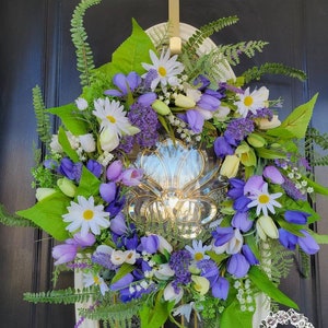 Tulip Wreaths for Front Door Spring Wreaths Summer Wreaths Farmhouse Wreaths Easter Wreaths Purple Wreaths Mother&#39;s Day Gift Home Decor Gift