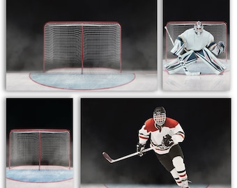7x7FT Vinyl Photography Backdrop,Hockey,Professional Goaltender Background for Selfie Birthday Party Pictures Photo Booth Shoot 