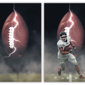 Football Backdrop, Sport Background, Digital backdrop, Football Field, Foggy, Lightning, Add Your Own Subject