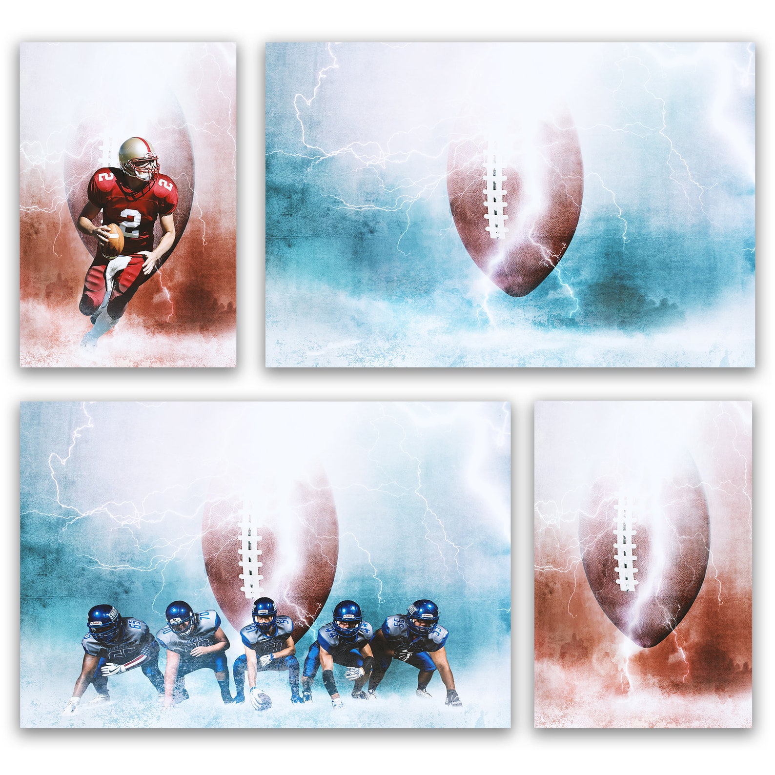 Football Backdrop, Sport Background, Digital Backdrop, Lightning