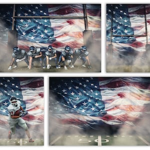 White Team American Flag Star Sport Round Backdrop