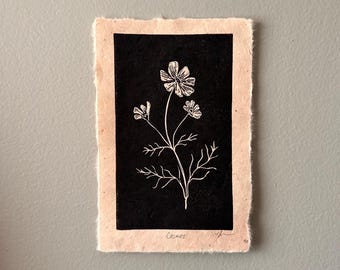 Flower Block Print - Cosmos - Pink
